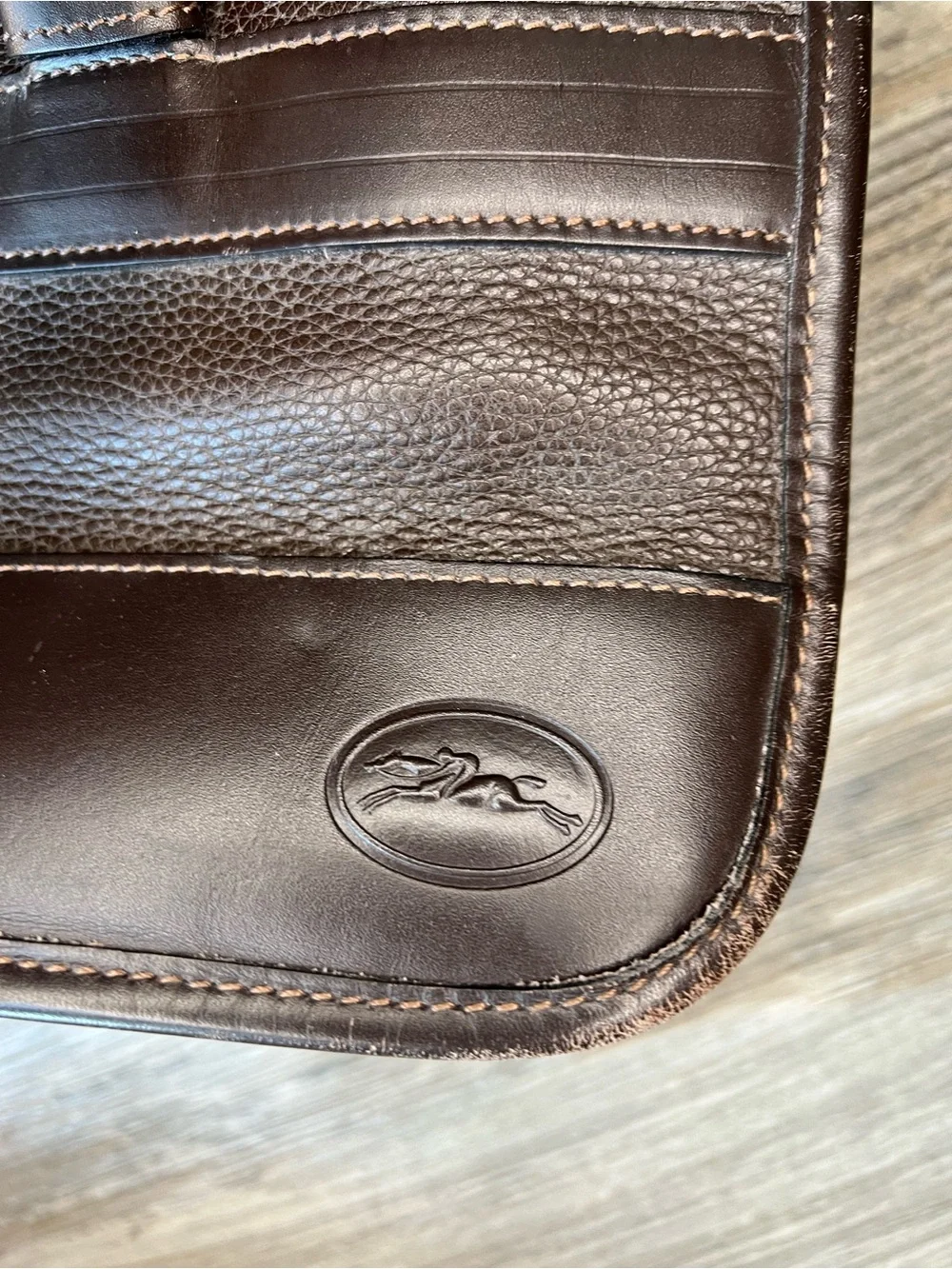 Longchamp Dark Brown Leather Briefcase with Gold Hardware